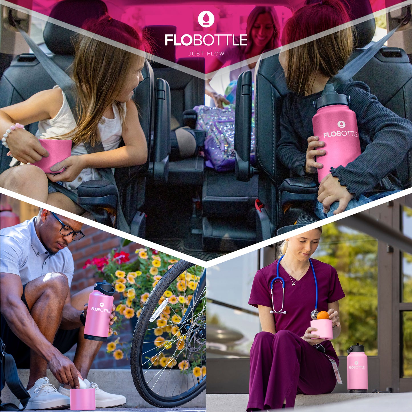 Blissful Pink - Water Bottle with Storage
