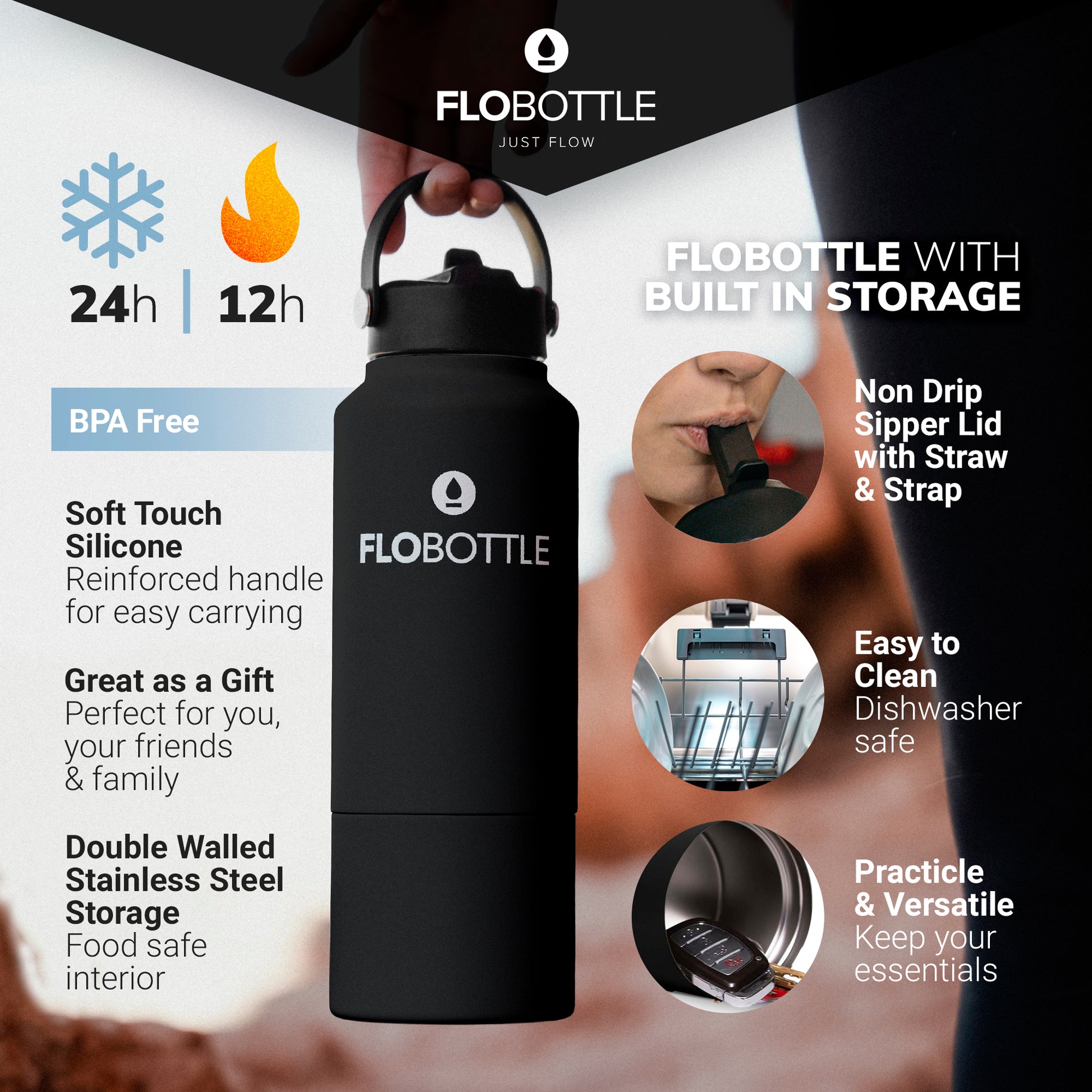 the flow Stainless Steel Water Bottle Double Walled/Vacuum