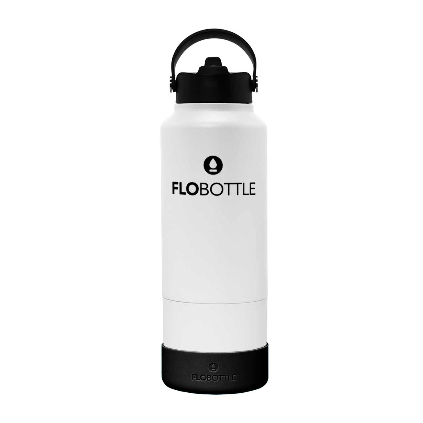 white stainless steel water bottle with ez boot